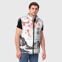 Мужской жилет Цветущая сакура и солнце - Япония, цвет: 3D-светло-серый — фото 2