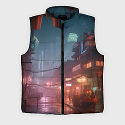 Мужской жилет Киберпанк город будущего, цвет: 3D-черный