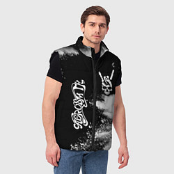 Мужской жилет Aerosmith и рок символ на темном фоне, цвет: 3D-черный — фото 2