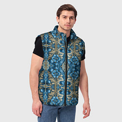 Мужской жилет Сине-золотой цветочный узор, цвет: 3D-черный — фото 2