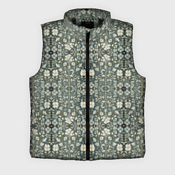 Мужской жилет Белые цветочки на сером фоне, цвет: 3D-черный