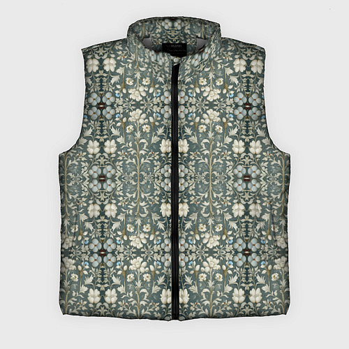 Мужской жилет Белые цветочки на сером фоне / 3D-Светло-серый – фото 1