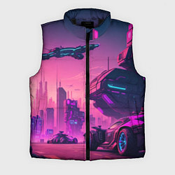 Мужской жилет Киберпанк в лиловом цвете, цвет: 3D-черный