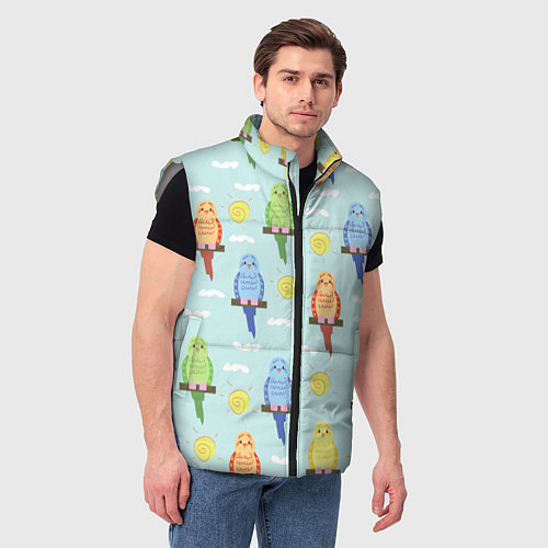 Мужской жилет Попугайчики / 3D-Светло-серый – фото 3