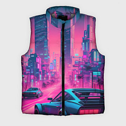 Мужской жилет Вечерний город в неоновых огнях, цвет: 3D-светло-серый