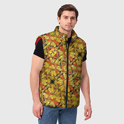Мужской жилет Красно-желтые цветочки, цвет: 3D-красный — фото 2