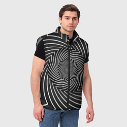 Мужской жилет Оптическая иллюзия изогнутые линии, цвет: 3D-светло-серый — фото 2
