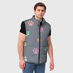 Мужской жилет Цветные лапки, цвет: 3D-черный — фото 2