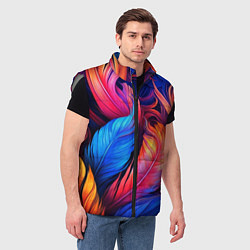 Мужской жилет Экзотические перья, цвет: 3D-светло-серый — фото 2