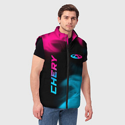 Мужской жилет Chery - neon gradient: надпись, символ, цвет: 3D-черный — фото 2