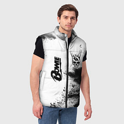 Мужской жилет David Bowie и рок символ на светлом фоне, цвет: 3D-черный — фото 2