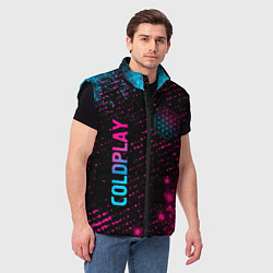 Мужской жилет Coldplay - neon gradient: надпись, символ, цвет: 3D-черный — фото 2