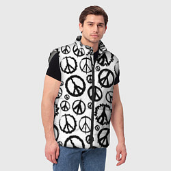 Мужской жилет Many peace logo, цвет: 3D-светло-серый — фото 2