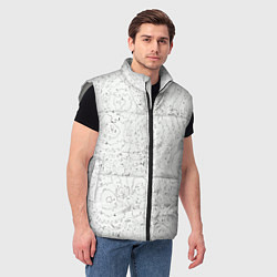 Мужской жилет Хаотичная черно-белая рябь - узор Хуф и Ся, цвет: 3D-светло-серый — фото 2