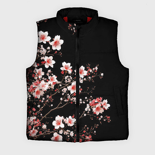 Мужской жилет Цветущая сакура - белые и красные / 3D-Красный – фото 1