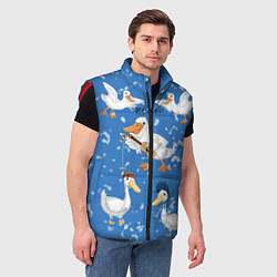 Мужской жилет Белые гуси и утки, цвет: 3D-красный — фото 2