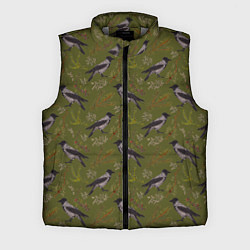 Мужской жилет Вороны и еловые веточки, цвет: 3D-светло-серый