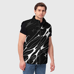 Мужской жилет Белые абстрактные полосы, цвет: 3D-черный — фото 2