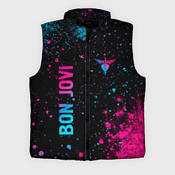 Мужской жилет Bon Jovi - neon gradient: надпись, символ, цвет: 3D-черный