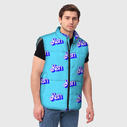 Мужской жилет Синий логотип Кен - паттерн, цвет: 3D-светло-серый — фото 2