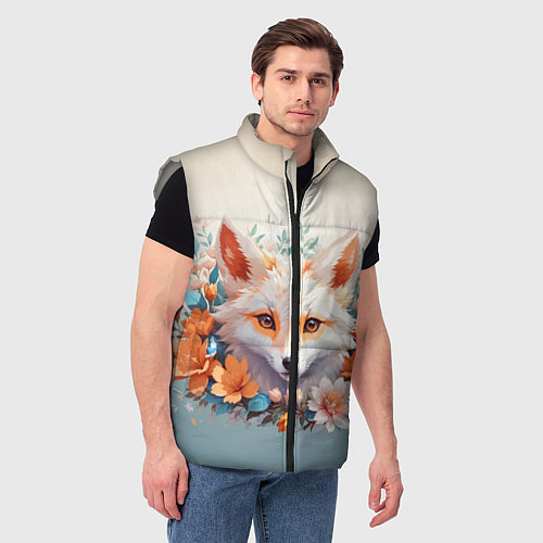 Мужской жилет Цветочная лиса / 3D-Светло-серый – фото 3