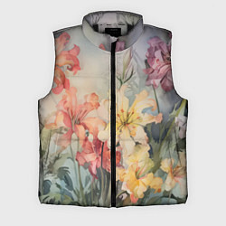 Мужской жилет Акварельные лилии, цвет: 3D-черный