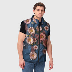 Мужской жилет Хризантемы на джинсе, цвет: 3D-черный — фото 2