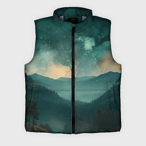 Мужской жилет Космическая ночь в горах / 3D-Светло-серый – фото 1