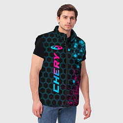 Мужской жилет Chery - neon gradient: по-вертикали, цвет: 3D-черный — фото 2