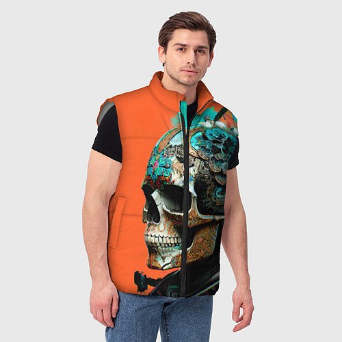 Мужской жилет Art skull - irezumi - Japan / 3D-Светло-серый – фото 3