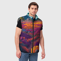 Мужской жилет Цветочный луг, цвет: 3D-светло-серый — фото 2