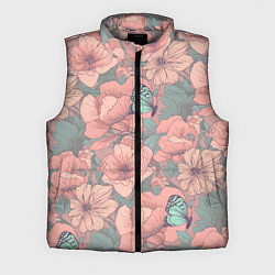 Мужской жилет Паттерн с бабочками и цветами, цвет: 3D-светло-серый
