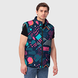 Мужской жилет Абстракция синяя паттерн, цвет: 3D-светло-серый — фото 2