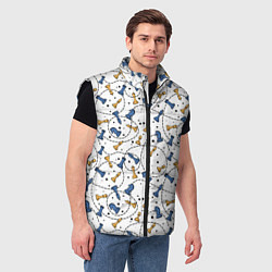 Мужской жилет Синие и желтые шахматные фигуры на белом фоне, цвет: 3D-черный — фото 2