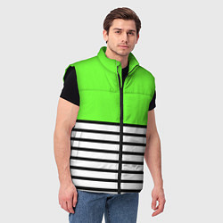 Мужской жилет Полосатый ярко-салатовый, цвет: 3D-черный — фото 2