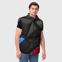 Мужской жилет Black blue red elements, цвет: 3D-светло-серый — фото 2