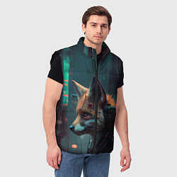 Мужской жилет Кибернетический лис, цвет: 3D-черный — фото 2