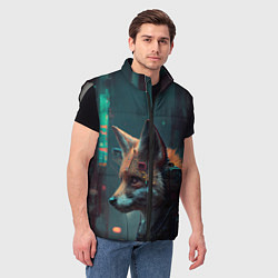Мужской жилет Кибернетический лис, цвет: 3D-светло-серый — фото 2