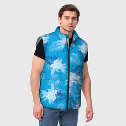 Мужской жилет Синие цветы - Vice city - new ver, цвет: 3D-светло-серый — фото 2