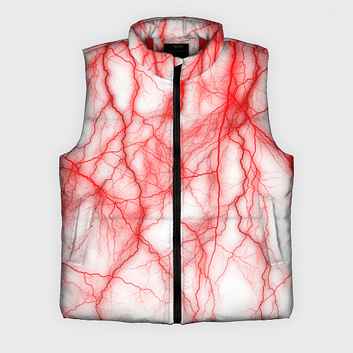Мужской жилет Белый фон и красные молнии / 3D-Красный – фото 1