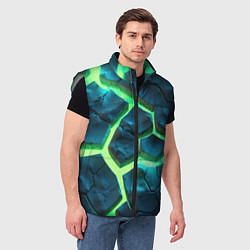 Мужской жилет Яркий зеленый разлом плит, цвет: 3D-светло-серый — фото 2