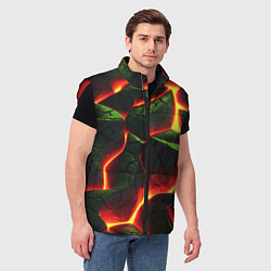 Мужской жилет Зеленые плиты и лава, цвет: 3D-красный — фото 2