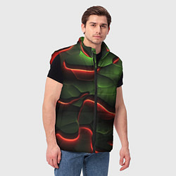 Мужской жилет Объемные красно зеленые плиты, цвет: 3D-красный — фото 2