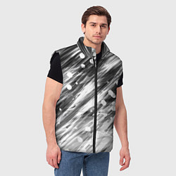 Мужской жилет Черно-белые штрихи, цвет: 3D-черный — фото 2