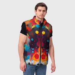 Мужской жилет Mirrow colorful blots - abstraction - vogue, цвет: 3D-черный — фото 2