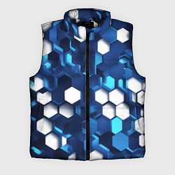 Мужской жилет Cyber hexagon Blue, цвет: 3D-черный