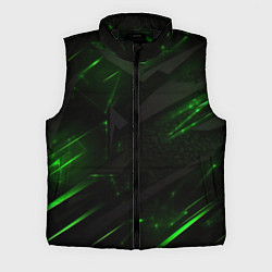 Мужской жилет Dark black green abstract, цвет: 3D-черный