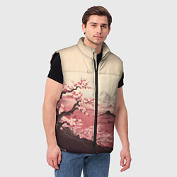 Мужской жилет Сакура в горах, цвет: 3D-черный — фото 2