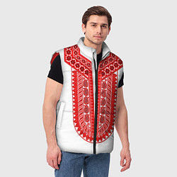 Мужской жилет Красная славянская вышиванка, цвет: 3D-красный — фото 2