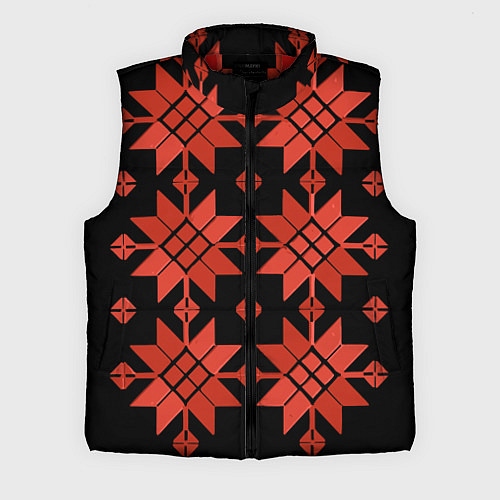 Мужской жилет Удмуртский - вертикаль black / 3D-Красный – фото 1